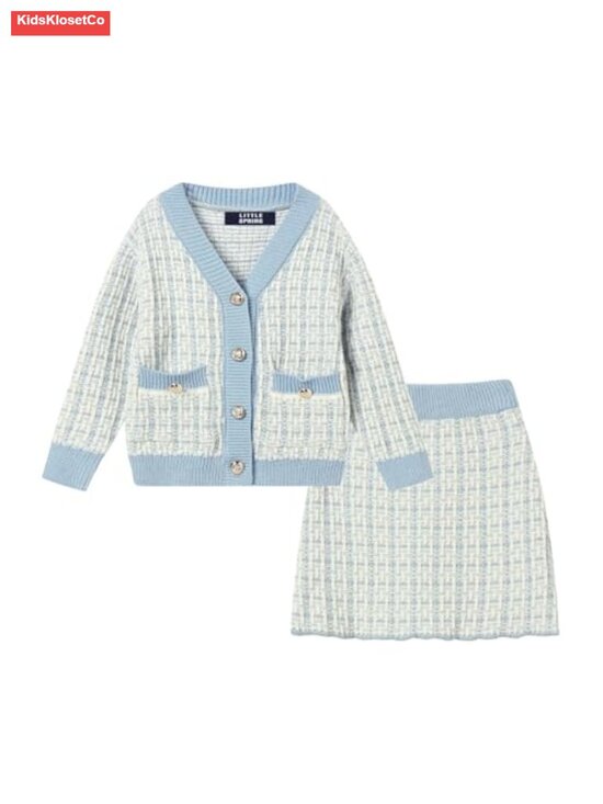 Other - Girls Cable Knit Sweater and Skirt Set Cardigan Outfit